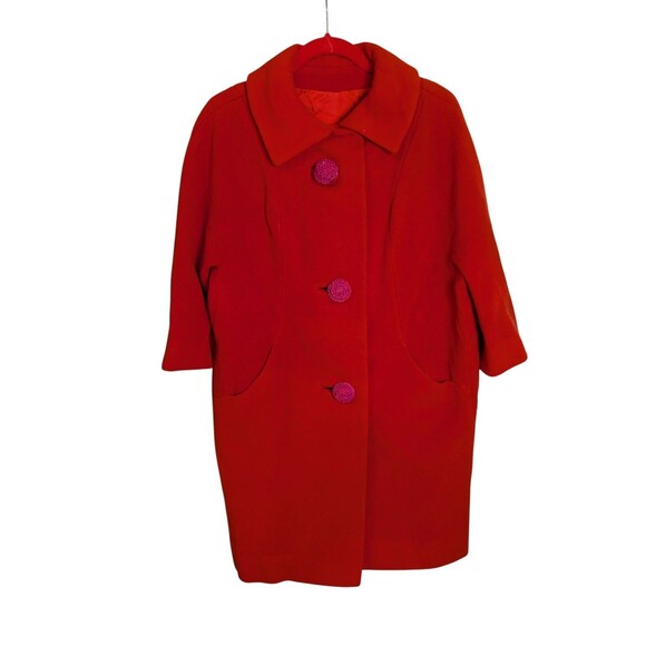 Gorgeous 1960s Red Wool Coat - Balenciaga Import Adaptation by Don Millstein - Picture 1 of 8